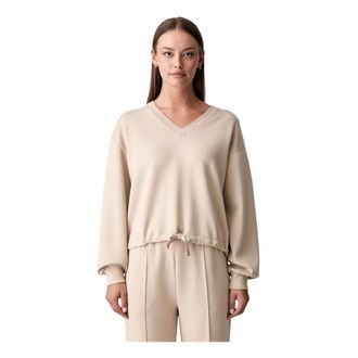 Scotch & Soda Modal V-neck Sweatshirt - Dames - Sweatshirts - Beige - L - Polyester - Hoodies & sweatvesten