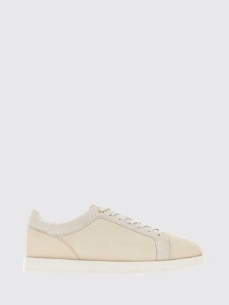 Brunello Cucinelli Low Top Leather and Suede Sneakers with Printed Logo