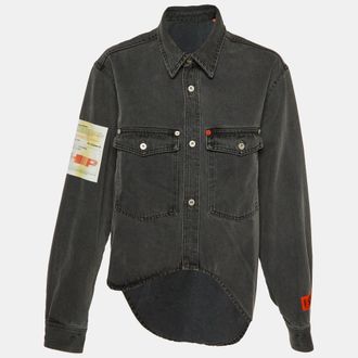 Heron Preston Charcoal Grey Denim Oversized High-Low Shirt