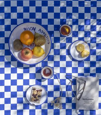 Really Nice Things Mantel azul y blanco a cuadros 250x140