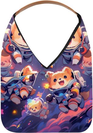 Generic Cute Space Dog Reusable Lightweight Grocery Bags - Foldable Into Compact Pouch, Washable & Sturdy, Multipurpose for Shopping and Travel