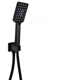 Clifton Shower Square Outlet Elbow with Wall Bracket & Handset Matt Black