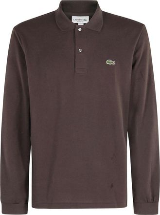 Lacoste Tops, Heren, Bruin, S, Katoen, Klassieke Fit L.12.12 Polo met Lange Mouwen
