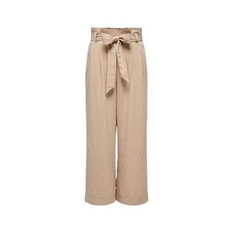 Only Wijde Viscose Broek - Dames - Wijde Broeken - Beige - XL - Polyester - Broeken