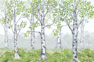 OEM Fotomural Infantil Con Dise&ntilde;o De Bosque, Vegetaci&oacute;n Densa Y Acuarelas Dwk320 300x200