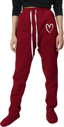 Generic White Tracksuit Women Women Footed Pajama Sweatpants Solid Pjs Classic Comfy Christmas Drawstring Sweatpant with Foot Sherpa Fleece Lined Sleepwear fo