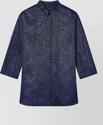 Giorgio Armani jacket three quarter sleeves shimmering stand collar