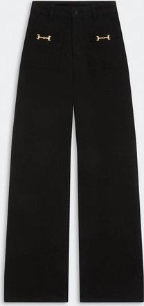 Suncoo Womens Denim Wide Leg Pants In Black
