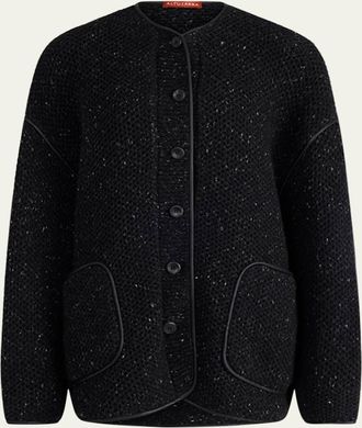 Altuzarra Medrano Leather-Piping Knit Jacket