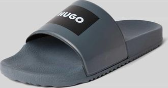 HUGO BOSS Badeschuhe mit Logo Print Modell TIMEIN_SLID_PH in Graphit, Gr&ouml;&szlig;e 41