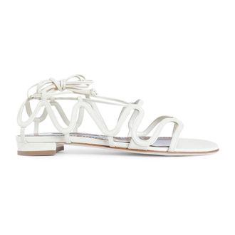 Manolo Blahnik Cream Cage Ankle Strap Heels
