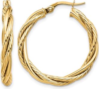 Diamond2Deal 10K Gold Round Shape Twisted Hoop Earrings