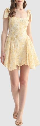 All in Favor Floral Tie Strap Minidress in Yellow Floral at Nordstrom, Size Medium