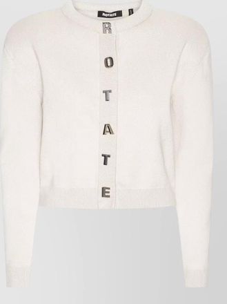 Rotate cashmere-blend ribbed round-neck cardigan