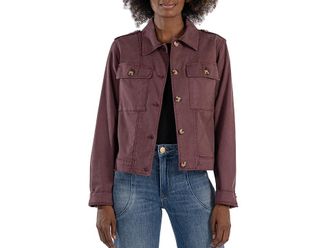 Kut from the Kloth Rosalyn Flap Pockets Trucker Jacket Womens Clothing Amethyst : XS, Cotton/Denim/Lyocell