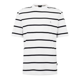 HUGO BOSS Heren T-shirt van strakzittend gestreept katoen met normale pasvorm (Wit)