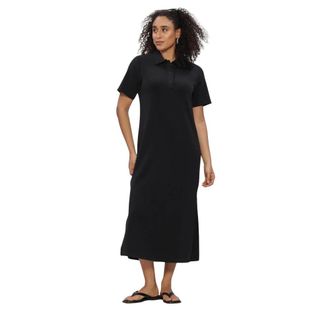 MY ESSENTIAL WARDROBE Mwhelle Polo Lange Jurk - Dames - Shirt Kleedjes - Zwart - S - Kleedjes