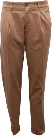 Eleventy Katoenen broek met omgeslagen pijpen - Heren - Chinos - Bruin - W33 - Katoen - Broeken