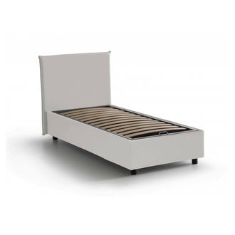 Talamo Italia Dmora - Cama Individual Danton, Cama Contenedor Con Tapizado En Ecopiel, 100% Made In Italy, Apertura Frontal, Adecuado Para Colch&oacute;n Cm 80x190, Blanco