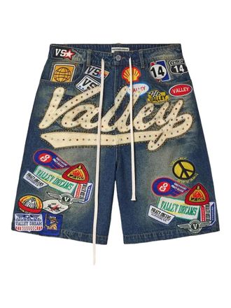 Vale 1980s patch denim shorts - Blauw