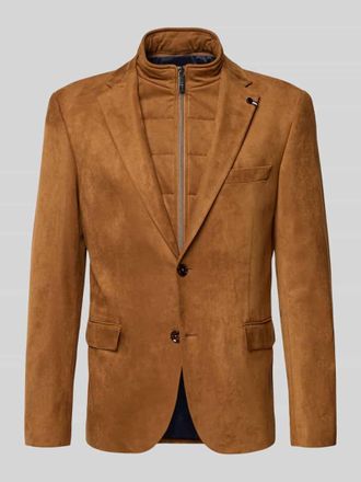 Bugatti 2-Knopf-Sakko mit Reißverschluss in Cognac, Größe 52