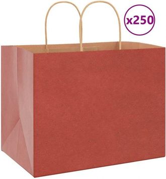 vidaXL Bolsas De Papel Con Asas 250 Uds Rojo 32x22x24 Cm Vidaxl