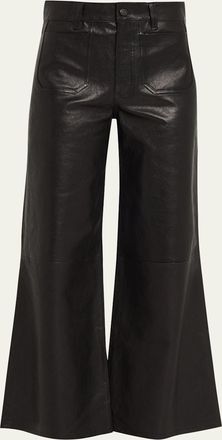 Frame Denim Le Slim Palazzo Modernist Pocket Leather Jeans