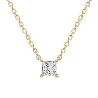 Diamond2Deal 14K White Gold 1 Ct Floating Princess Cut Lab Grown Diamond Solitaire Pendant Necklace