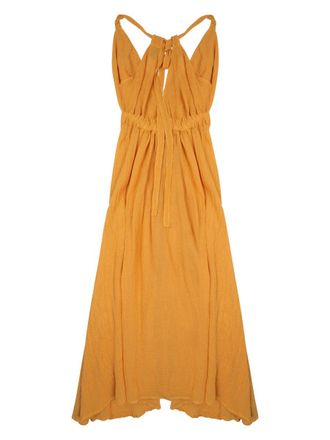 120% Lino Viscose-Linen Blend Dress - Yellow