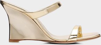 Stuart Weitzman 85mm Vinnie Metallic Leather Wedges