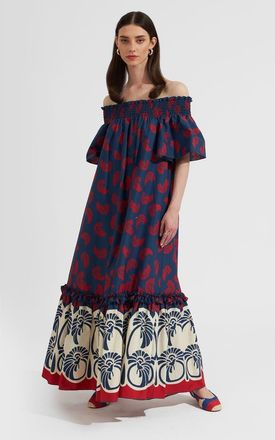 La DoubleJ Capalbio Dress in Palmetto Plac&eacute;e Navy at Nordstrom, Size X-Large