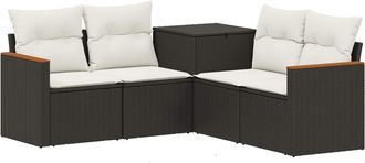 vidaXL Juego De Sof&aacute; 5 Uds. Negro Y Blanco Crema Vidaxl