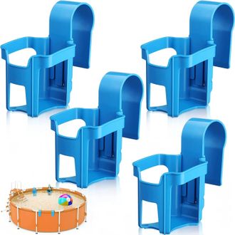 OEM Juego De 4 Portavasos Para Piscina, 9 Cm X 7 Cm, De Pl&aacute;stico, Para Jard&iacute;n O Piscina. Se Adapta A Barras Superiores Redondas De 2 Pulgadas O Menos (azu