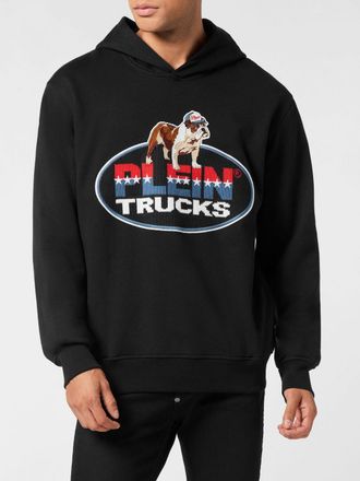 Philipp Plein Felpa con cappuccio in jersey con stampa grafica e logo a contrasto