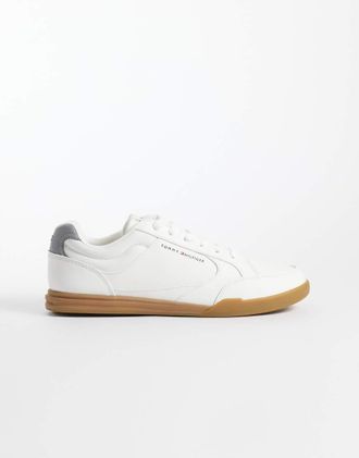Tommy Hilfiger sneakers in pelle low pro con suola cupsole bianche-Bianco