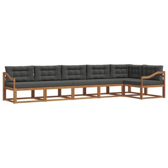 vidaXL Conjunto De Sof&aacute;s De Exterior 6 Pcs Natural Y Antracita Vidaxl