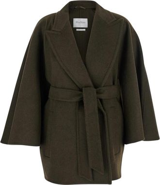 Max Mara Verna Coat - Dames - Jas met riem - Groen - S - Wol - Jassen