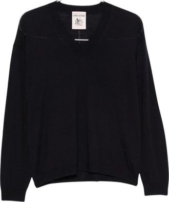 Semicouture Jade K680 V-neck Knit - Dames - V-hals truien - Blauw - M - Nylon - Truien & Vesten