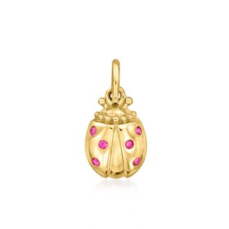 RS Pure by Ross-Simons Ruby Ladybug Charm in 14kt Yellow Gold