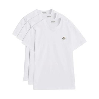Moncler T-Shirts, male, White, XL, 3 Pack Archive Logo T Shirt