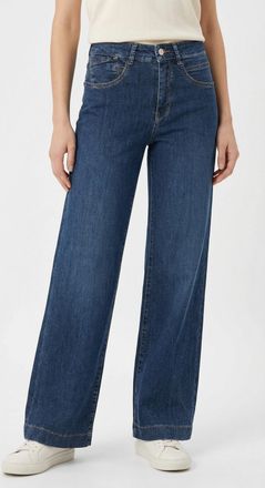 MAC Broeken Stretch-Jeans MAC RICH PALAZZO, Damen, Gr. 34, L&auml;nge 32, night blau netwash, Denim/Jeans, Obermaterial: 89% Baumwolle, 8% Polyester, 3% Elasthan, weit