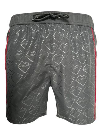 Iceberg logo-pattern swim shorts - men - Polyester - M - Black