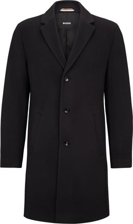 HUGO BOSS Mens Hyde Solid Patterned Lapel Collared Trench Coat in Dark Blue - Size 38 (Chest)