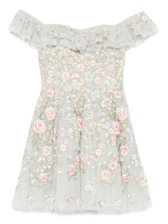 Needle & Thread floral-embroidered dress - Blue