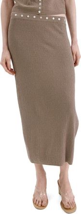 Mango Button Detail Side Slit Maxi Skirt in Medium Brown at Nordstrom, Size X-Small