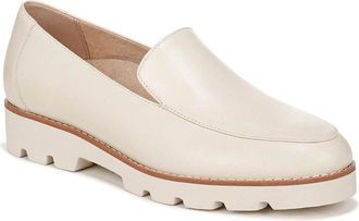 Vionic Womens Vionic Kensley Flats Cream Leather Almond Toe Slip On Loafers HAWK2347