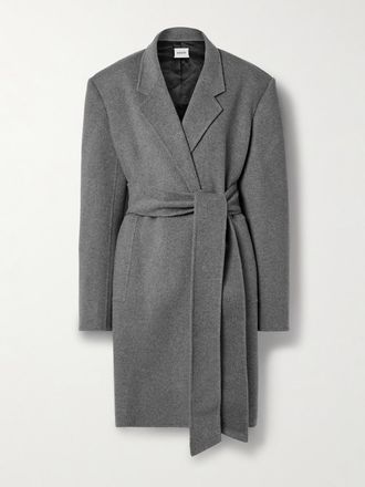 Khaite Cappotto In Feltro Di Lana Con Cintura Annly - Grigio