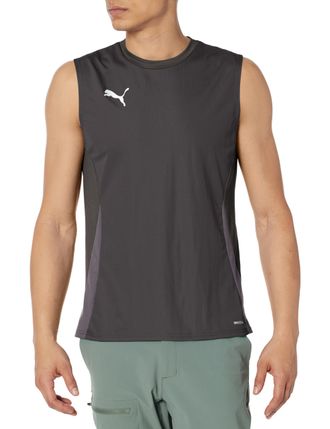 Puma Mens Teamgoal Sleeveless Jersey, Puma Black-puma White-Flat Dark Grey, Large