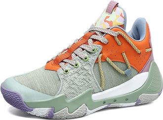 Generic Mens Basketball Shoes with Breathable Mesh High Cut Wear-Resistant, Shock-Absorbing Anti Slip Training Boots Walking Shoes(Yellow,5.5 UK)