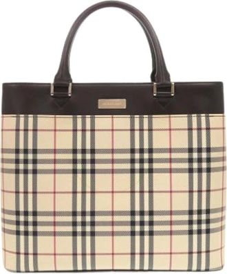 Burberry Pre-owned Tote Bags, female, Beige, Size: ONE SIZE Pre-owned Canvas Tote Bag